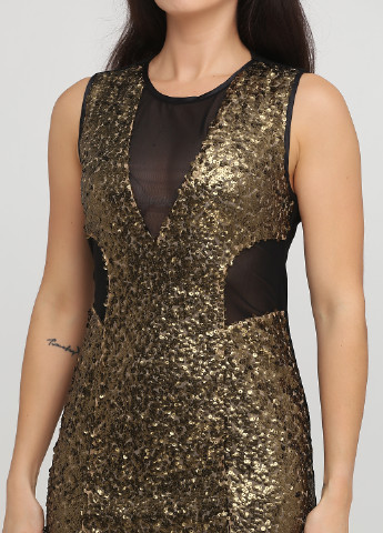 Темно-золотистое коктейльное платье футляр Asos однотонное