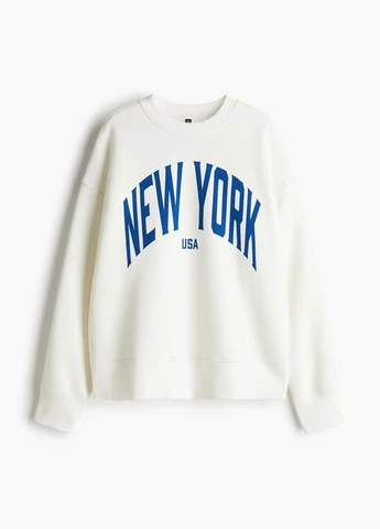 Белый свитшот H&M надпись без декора (366778479)