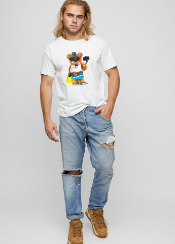 Біла футболка чоловіча basic /air print/ YAPPI