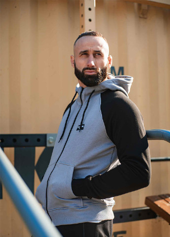 Зіпер без начосу сірий з чорним рукавом Custom Wear (255277100)