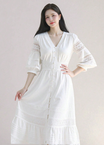 Білий святковий, кежуал сукня кльош SHEIN однотонна