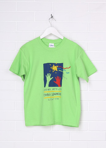 Салатовая летняя футболка с коротким рукавом Gildan