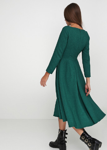 Темно-зеленое кэжуал платье Jhiva однотонное