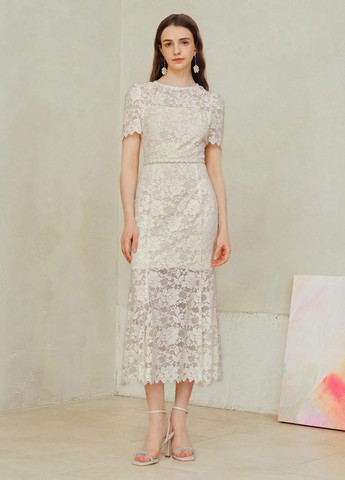 Кремова коктейльна, вечірня сукня SHEIN однотонна