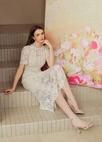 Кремова коктейльна, вечірня сукня SHEIN однотонна