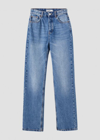 Синие демисезонные прямые джинсы Pull & Bear