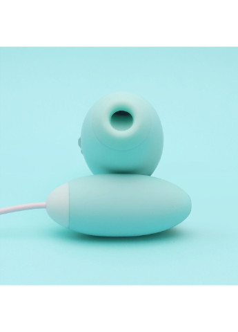 Вакуумний стимулятор з віброяйцем 2-в-1 KisToy Miss VV Cyan KissToy (252297556)