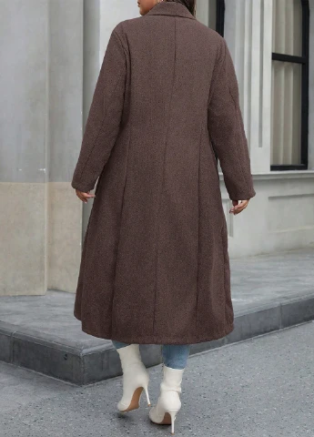 Рожево-коричневе демісезонне Пальто двобортне SHEIN