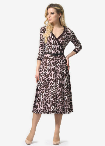 Комбинированное кэжуал платье на запах Lila Kass леопардовый
