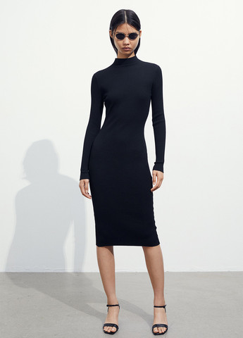 Чорна кежуал сукня сукня-водолазка, футляр H&M однотонна