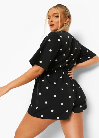 Комбинезон Boohoo горошек чёрный кэжуал