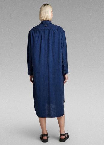 Синее джинсовое платье рубашка G-Star Raw однотонное