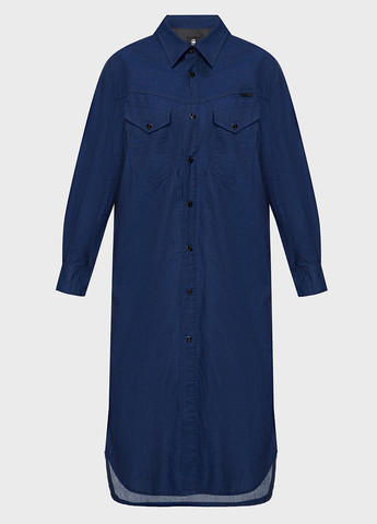 Синее джинсовое платье рубашка G-Star Raw однотонное