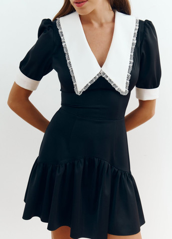 Чорна кежуал сукня кльош Gepur колор блок