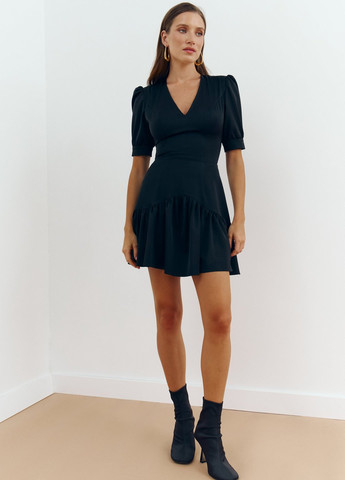 Чорна кежуал сукня кльош Gepur колор блок