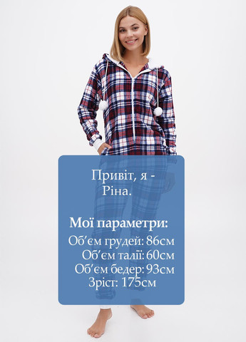 Комбінезон Frankie & Johnny клітинка темно-синій домашній поліестер