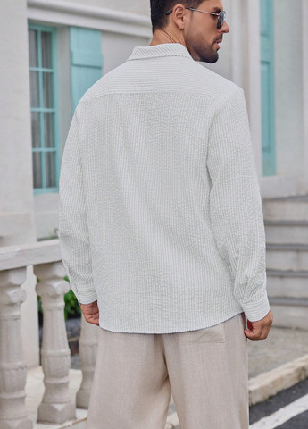 Белая классическая, кэжуал рубашка в полоску SHEIN