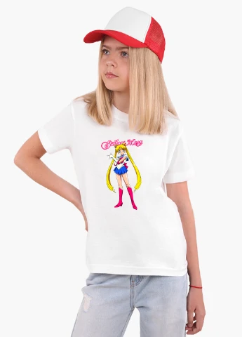 Белая демисезонная футболка детская сейлор мун (sailor moon) белый (9224-2916) 164 см MobiPrint