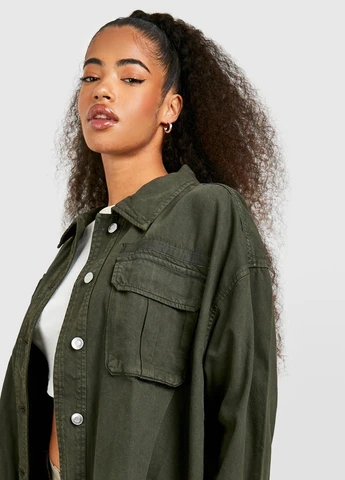 Оливковая (хаки) демисезонная куртка Boohoo