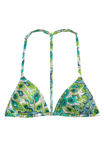 Купальный лиф H&M бикини рисунок зелёный пляжный полиамид