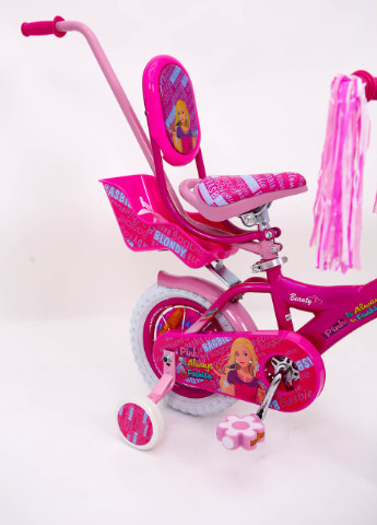 Детский розовый велосипед для девочки BARBIE 14 дюймов БАРБИ с родительской ручкой и корзинкой от 3 лет Sigma (251788289)