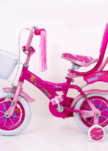Детский розовый велосипед для девочки BARBIE 14 дюймов БАРБИ с родительской ручкой и корзинкой от 3 лет Sigma (251788289)