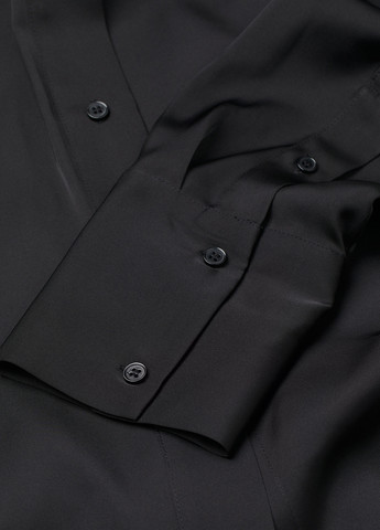 Черное кэжуал платье рубашка, оверсайз H&M однотонное