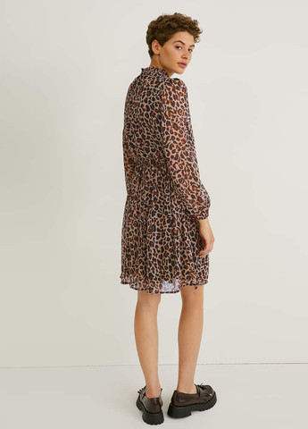 Бежевое кэжуал платье C&A леопардовый