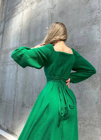 Зелена кежуал сукня кльош Fashion однотонна