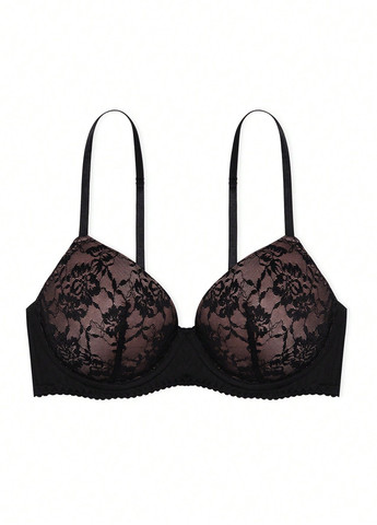 Чёрный корбей бюстгальтер SHEIN с косточками полиэстер