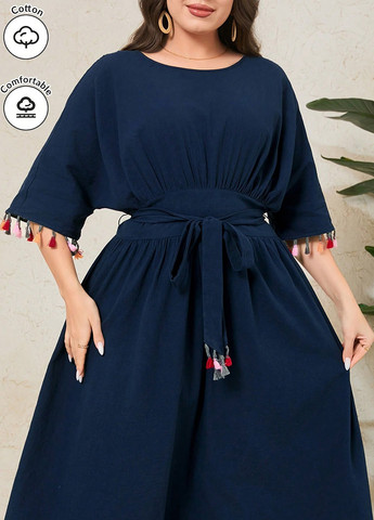 Індиго кежуал сукня кльош SHEIN однотонна