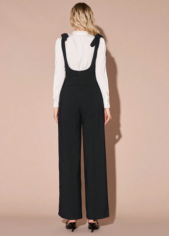 Комбінезон SHEIN комбінезон-брюки однотонний чорний кежуал поліестер