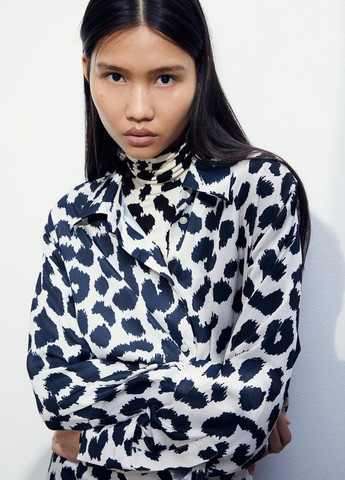 Черно-белая кэжуал рубашка леопардовый H&M