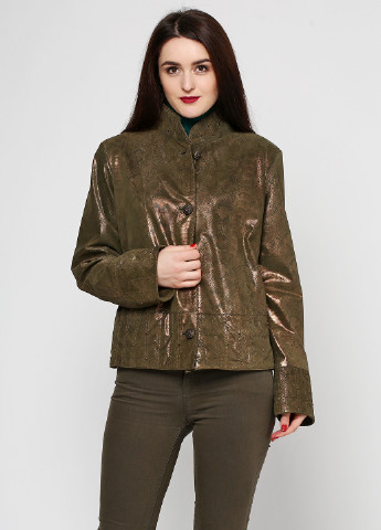 Оливковая демисезонная куртка кожаная Elibol