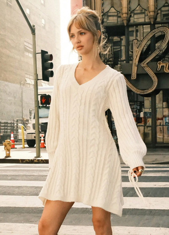 Кремовое кэжуал платье платье-свитер SHEIN однотонное