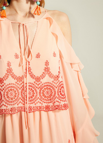 Светло-розовое кэжуал платье а-силуэт KOTON с орнаментом