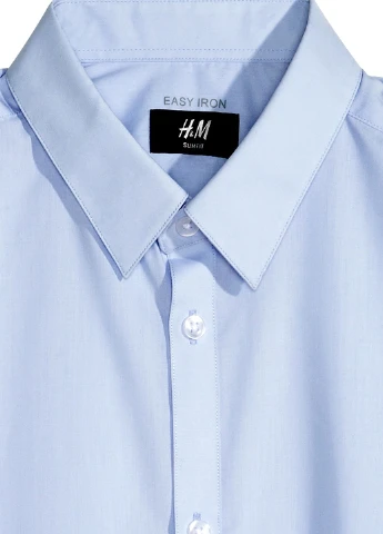 Голубой рубашка однотонная H&M