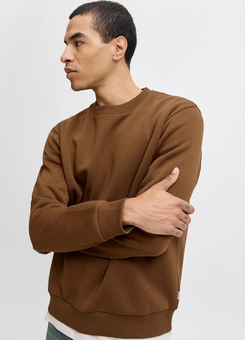 Коричневый свитшот Jack & Jones однотонный без декора (354686450)