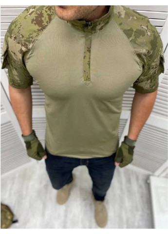 Хакі (оливкова) футболка убакс чоловіча військова тактична з липучками під шеврони зсу (зсу) туреччина ubaks xl 7129 хакі No Brand