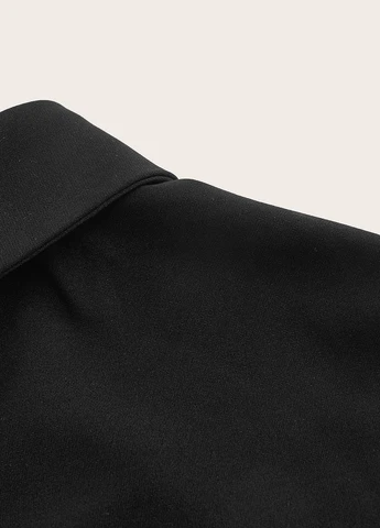 Черное кэжуал платье плиссированное SHEIN однотонное