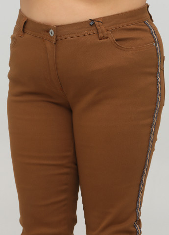 Коричневые джинсовые демисезонные укороченные, зауженные брюки Long Island