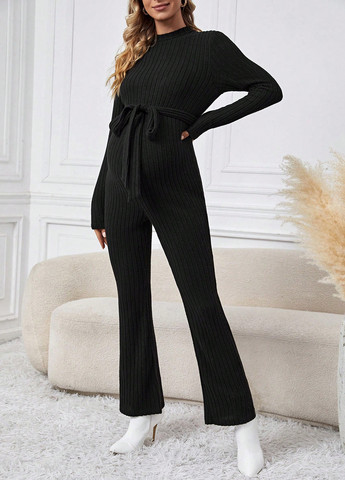 Комбинезон для беременных SHEIN комбинезон-брюки однотонный чёрный кэжуал полиэстер