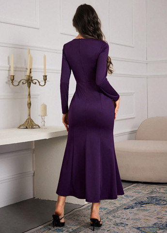 Фиолетовое вечернее платье годе SHEIN однотонное