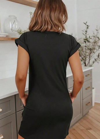 Чорна кежуал сукня сукня-футболка SHEIN однотонна