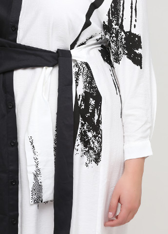 Чорно-білий ділова сукня сорочка Stella Marina Collezione з абстрактним візерунком