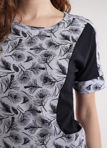 Чорно-білий кежуал сукня сукня-футболка BBL з квітковим принтом