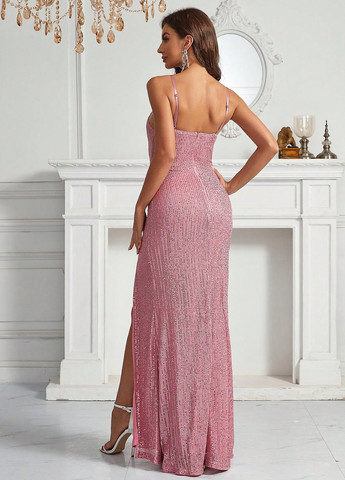 Светло-розовое вечернее платье SHEIN однотонное