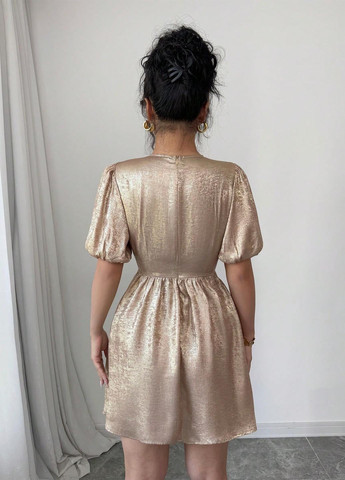 Золотий коктейльна, повсякденний сукня в стилі армпір SHEIN однотонна