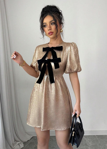 Золотий коктейльна, повсякденний сукня в стилі армпір SHEIN однотонна