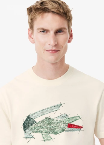 Кремовая футболка Lacoste